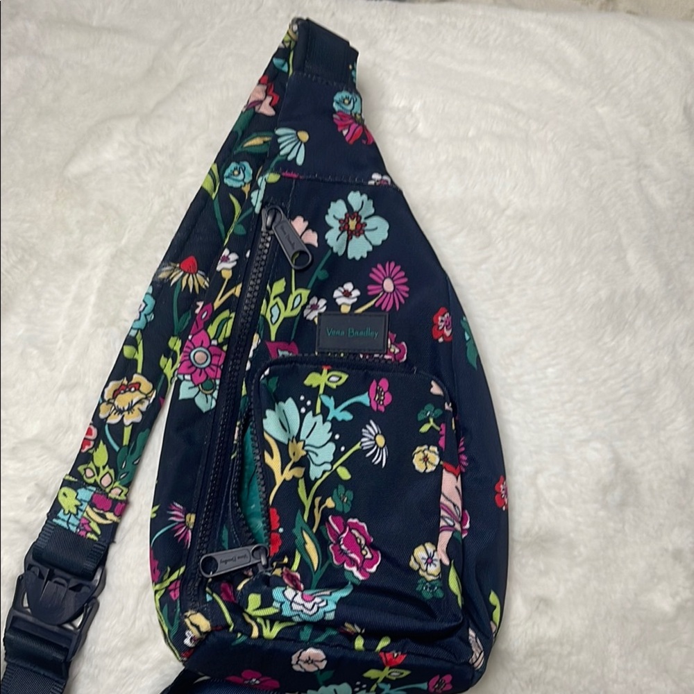 Vera Bradley Floral Sling Bag - Black
